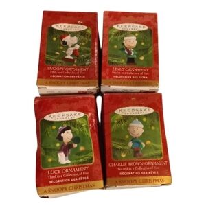 Hallmark Peanuts 4 piece Ornament collection A Snoopy Christmas dated 2000